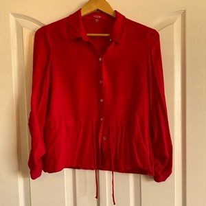 GUESS button down red button down top. Size M. Like new, only worn twice.